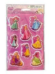 Disney Princess Puffy Stickers 2 Sheets Belle Cinderella Jasmine Ariel Aurora