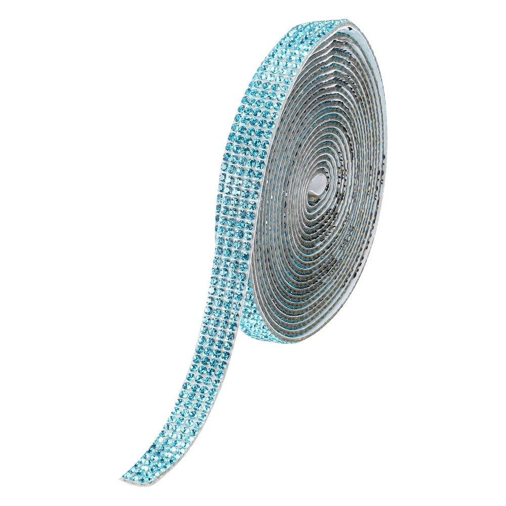 0.35 Inch Self Adhesive Rhinestone Strips 3 Yard for Crafts,Lake Blue