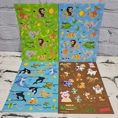 Mattel Cartoon Animal Scrapbooking Stickers Farm Jungle Marine Life Lot 4 Sheets