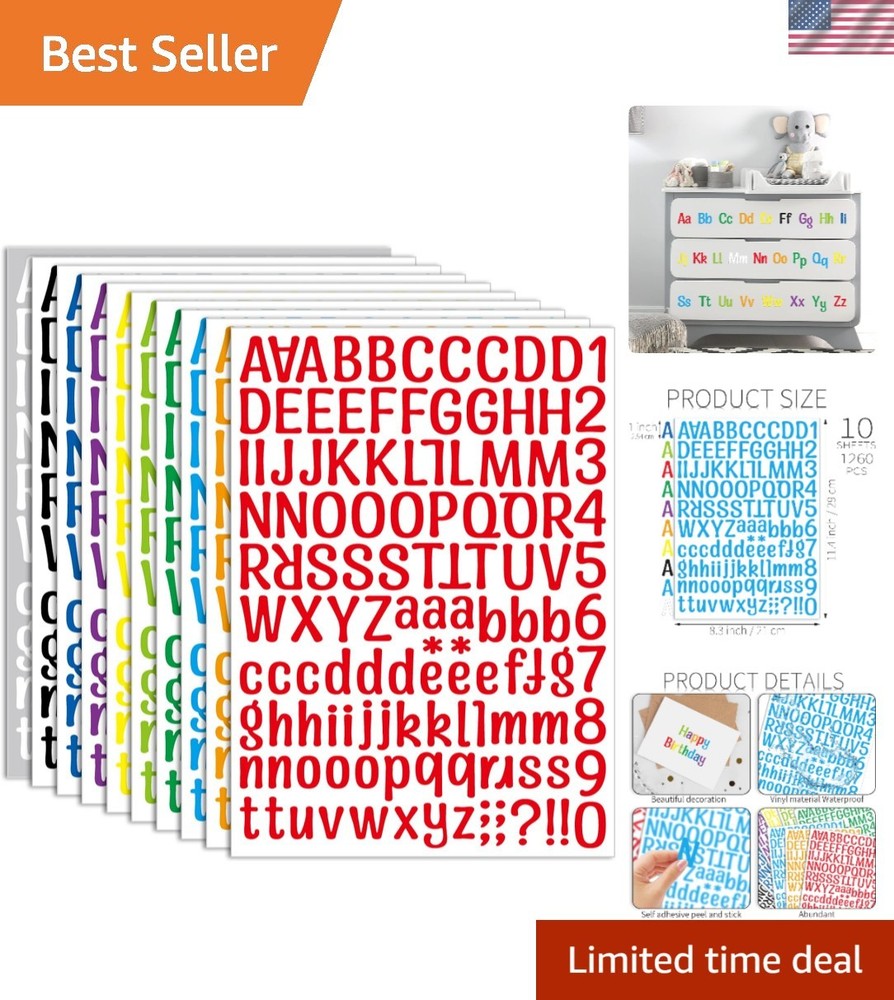 Colorful 1 Inch Vinyl Alphabet Stickers – Perfect for Indoor & Outdoor Projects