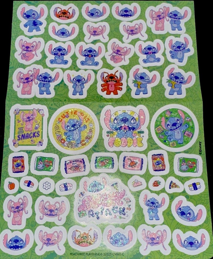 DISNEY STITCH STICKERS✨💚✨💙✨🩷✨💜✨💛✨7 1/2”x 5 1/2”✨SNACKS✨FODDIE✨SWEETS✨💫