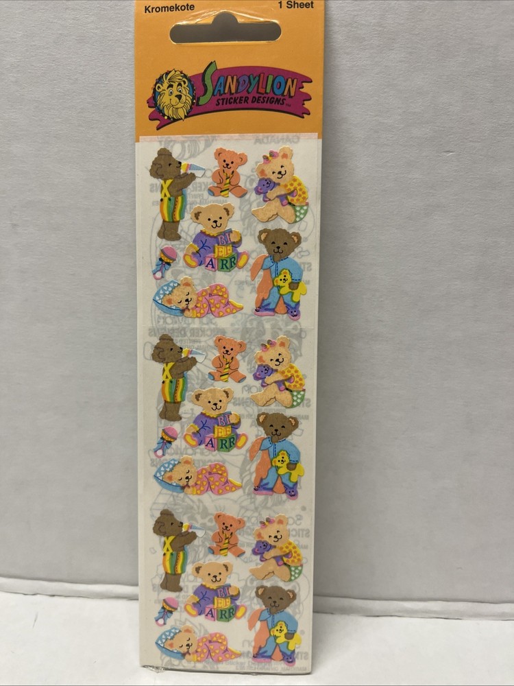 Vintage Sandylion Kromekote Baby Toddler Rattle Sleeping Playing Bears