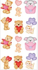 Teddy Bear Sticker Sheet Cute Koala Cat Hearts Decal For Scrapbook Planner