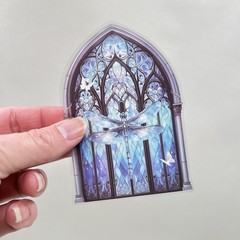 Purple Dragonfly Gothic Stained Glass Window Stickers Junk Journal Collage