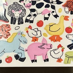Vintage Sandylion 1983 Stickers Design A Farm Unused Maxi Activity Sheet Cow Pig