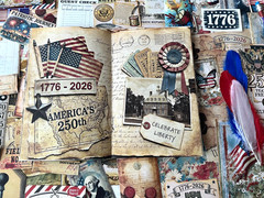 250pcs AMERICA 250 USA JUNK JOURNAL-SCRAPBOOK KIT W/JOURNAL – AUTHENTIC EPHEMERA
