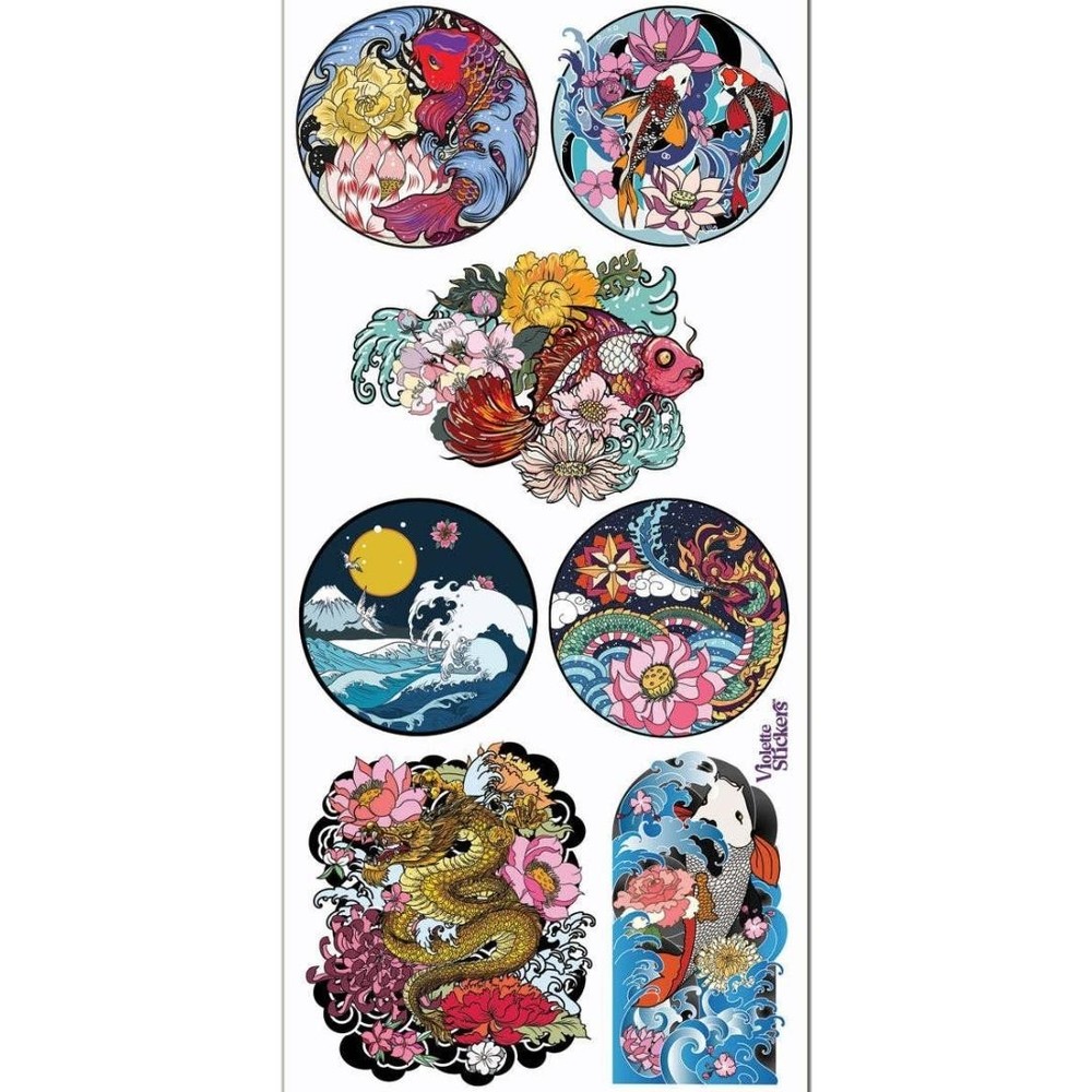 Violette Stickers – Japanese Flowers – 1 Japan Floral Art Sticker Sheet – Crafts