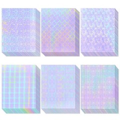 36 Sheets Holographic Sticker Paper, Clear Vinyl Laminate Film for Stickers S…
