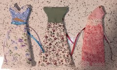 Lot Of 3 Handmade Dresses For Junk Journals scrapbooks shadow boxes Ornaments