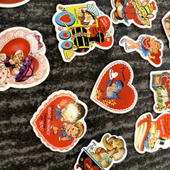 Valentine’s Stickers 50 Pack Retro VIntage Style Cute Heart Junk Journal New