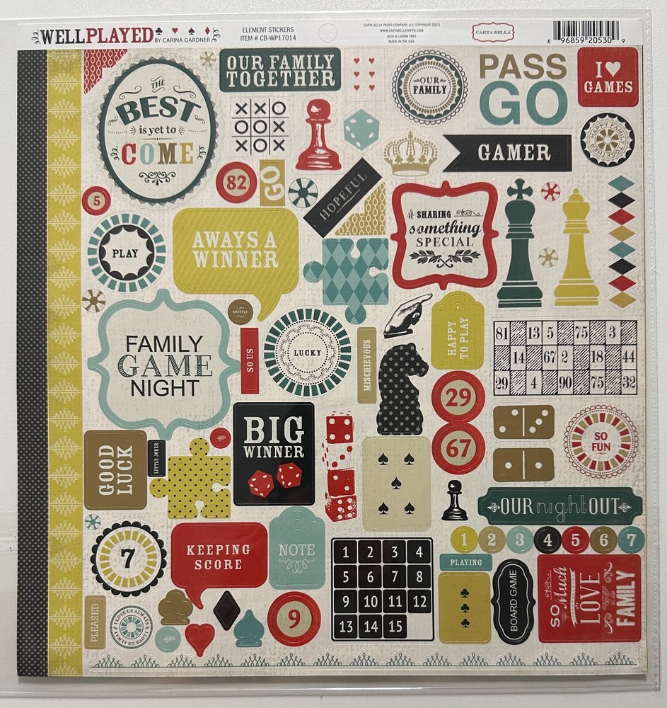 Carta Bella 12×12 Stickers-Variations-Well Played, Rough & Tumble, Haunted, More