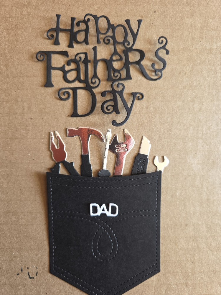 1 Happy Father’s Day Pocket Of Tools Cardstock die cuts scrapbook card See Pics