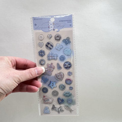 Cute Epoxy Button Stickers Blue Junk Journaling Collage Scrapbooking