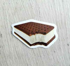 Vintage Food Sticker Ice Cream Sandwich Vanilla Chocolate Delicious Bite 1 Pc