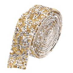 1 Inch x 1 Yard Crystal Rhinestone Sticker Ribbon Silver Yellow