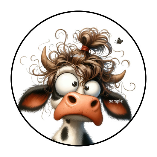 30 FUNNY COW ENVELOPE SEALS STICKERS LABELS TAGS 1.5″ ROUND CUTE FARM