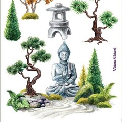 Violette Stickers – 1 Bonsai Plants Sticker Sheet – Asian Garden – Scrapbooks