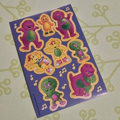 Barney Baby Bop BJ Riff music note cute Sticker Sheet 2010 2000s scrapbook
