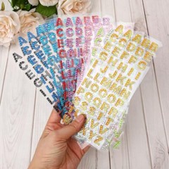 495 Pieces Glitter Alphabet Stickers, 9 Sheets 0.6″ A-Z Rhinestone Letter