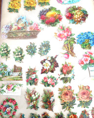 Antique 1910s Lot of Scrapbook Die Cut Cut-Outs Stickers Florals