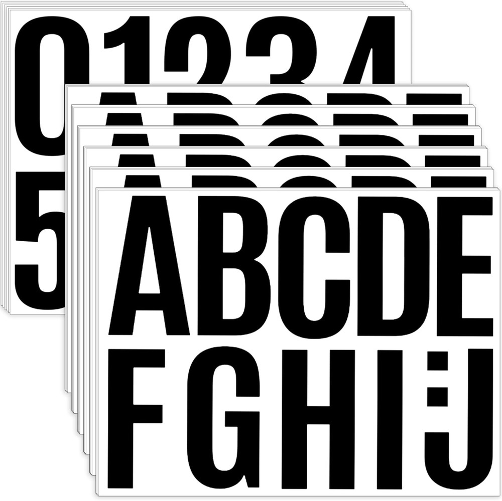 24 Sheets 4 Inch Vinyl Letter Stickers A-Z 0-9 Alphabet Number Decals Black