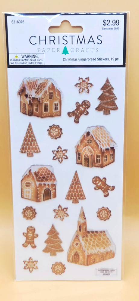 Christmas Paper Crafts Gingerbread 19pc Stickers, BRAND NEW