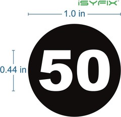 Black Consecutive Number Stickers – 1 to 50, 1-inch, 1 Set – Vinyl Self Adhes…