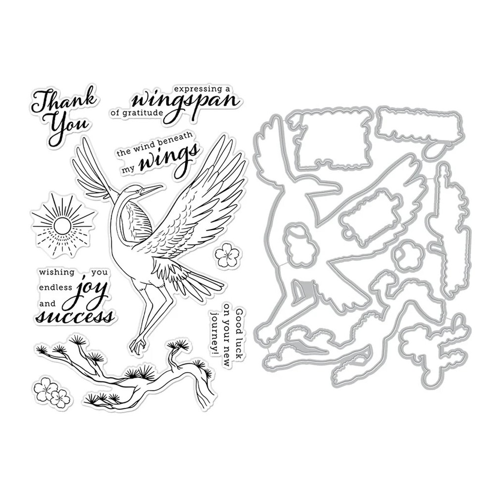 HERO ARTS – ACRYLIC STAMPS N METAL CUTTING DIE – CRANE WISHES