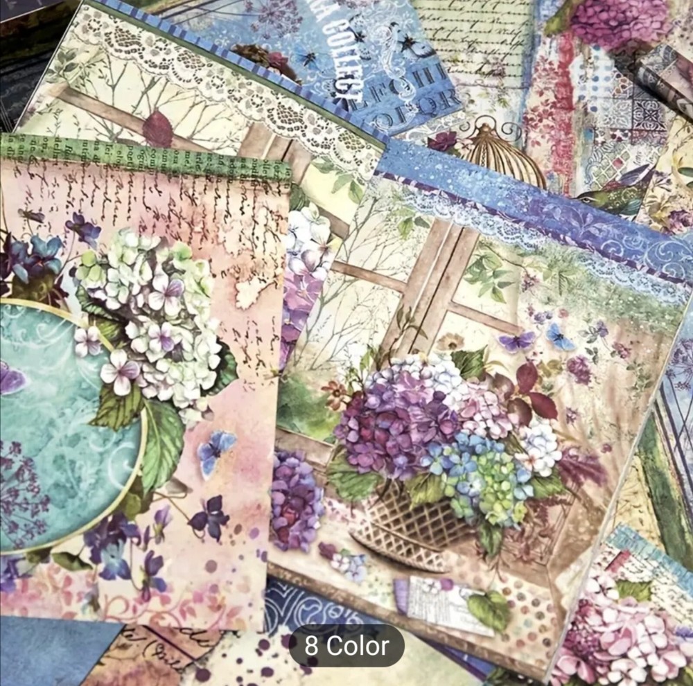 Assorted Lots Beautiful Retro Flora Floral Double-Sided Scrapbooking Paper