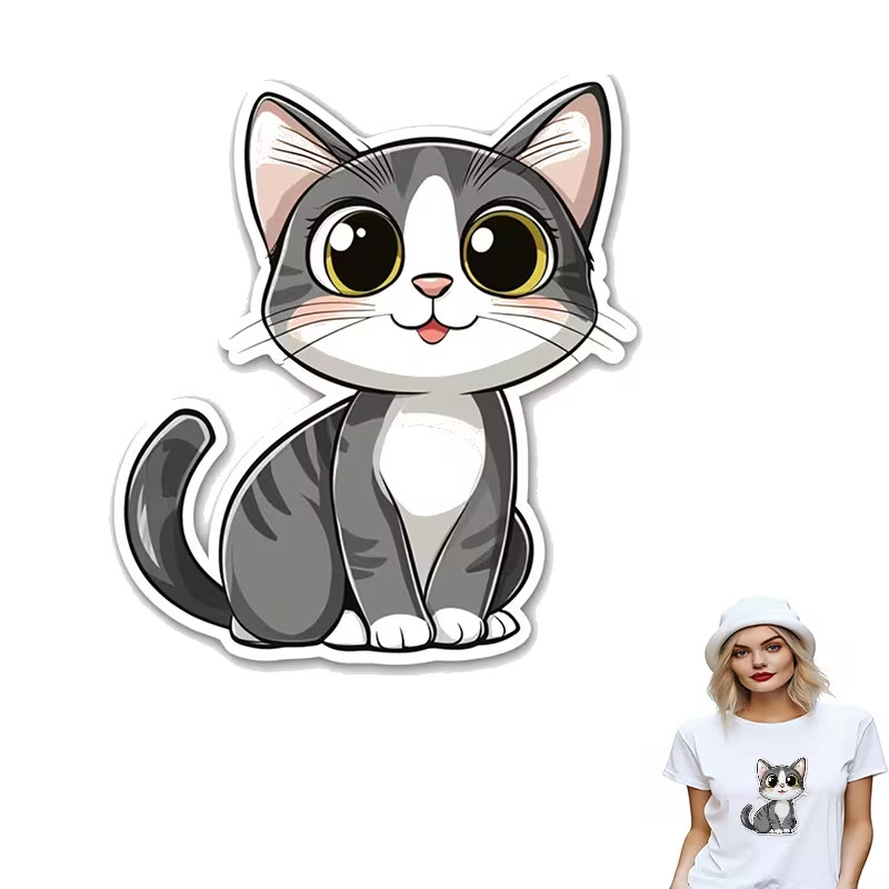Cute Cat Sunproof Vinyl Heat Transfer Iron-On Transfer 3 x 3 inch FREE SHIPPING