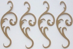 {3} *ELEGANT FLOURISH* Swirl Bare Unfinished Chipboard Die Cuts – 1 1/2″ x 4″