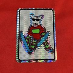 Vintage 1990s Skiing Dog Sticker Prism Holographic English Bull Terrier Vending