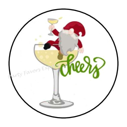 30 CHEERS GNOME ENVELOPE SEALS LABELS PARTY FAVORS STICKERS 1.5″ ROUND