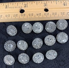 Vintage Crystal Buttons, 14 pcs, Gold Backs, Shank Style, 1/2″ (13mm)