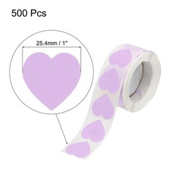 500 Pcs Light Purple Heart Shaped Sticker 1 Inch Self-Adhesive Love Label