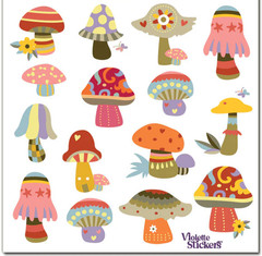 Violette Stickers Boho Mushroom Party Crafts Planner Supply Scrapbook