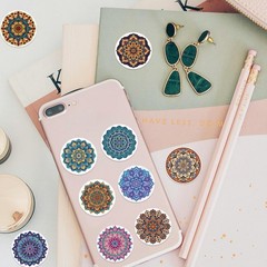500Pcs/Roll Hot-Selling Mandala Pattern Washi Sealing Stickers- Boho Decor for J