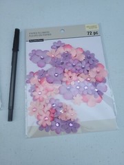 Lot of 3 – 72pc PAPER FLOWER PACKS, Pink & Lavender – Scrapbooking Decorations