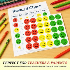1000 PCS Happy and Sad Smiley Face Reward Stickers for Kids – 1 Inch Round Class
