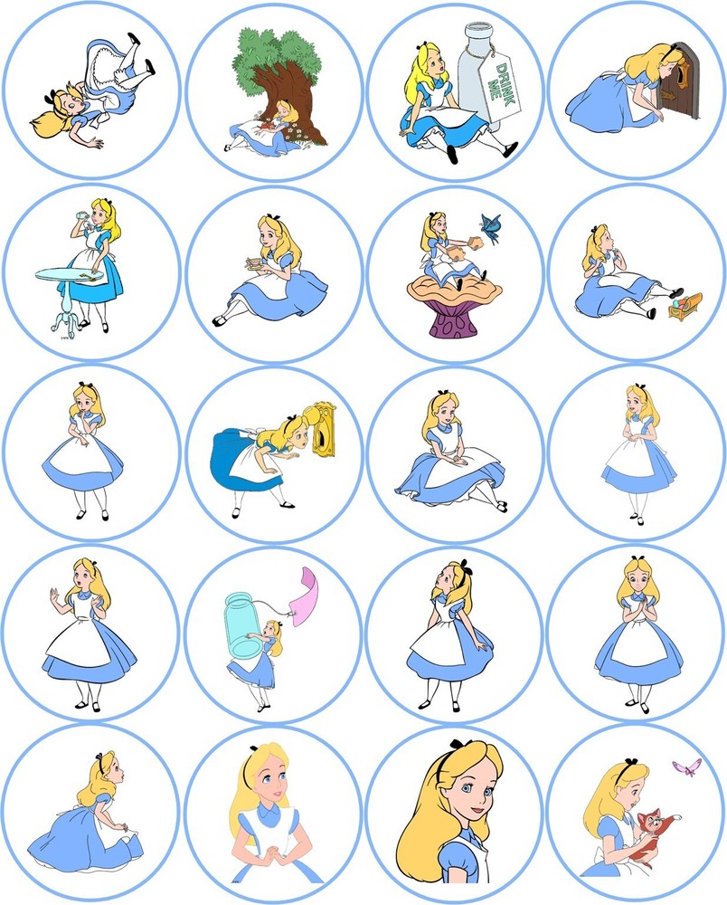 20 Alice in Wonderland 2″ glossy stickers scrapbooking party favors decoration
