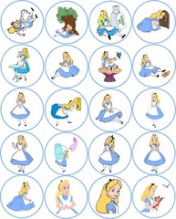 20 Alice in Wonderland 2″ glossy stickers scrapbooking party favors decoration