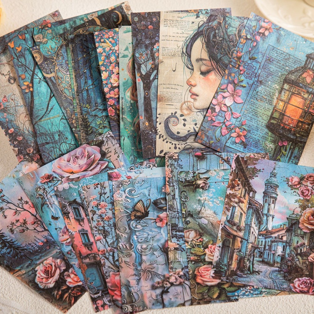 30Pcs Vintage Flowers Girls Scrapbook Paper Wall Collage Junk Journals Supplies