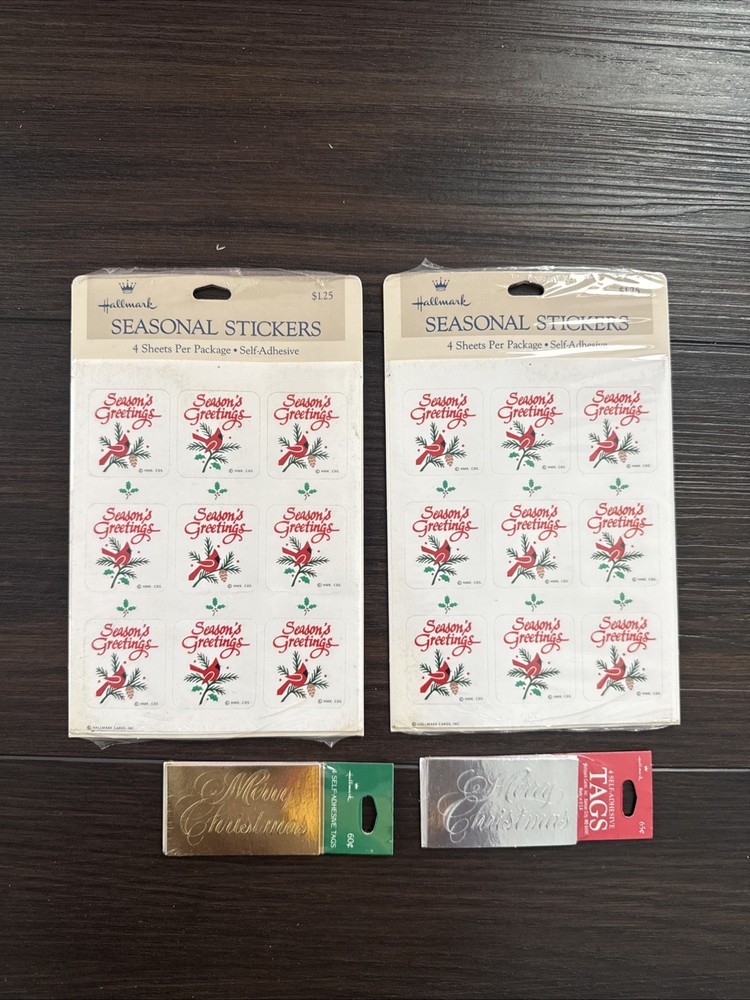 Two Packs – Hallmark Seasonal Stickers Cardinal Seasons Greetings NIP 4 Sheets