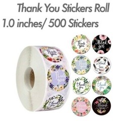 2000x 4 Rolls 1″ Floral Thank You Stickers Round Labels for Small Business Gift