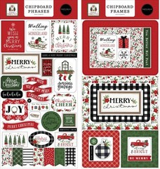 Carta Bella HOME FOR CHRISTMAS (2) 6″x13″ Chipboard COMBO Phrases + Frames