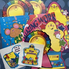 Vintage 90s Y2K Carson Dellosa Star Mouse Awards Stationery Sheets & Sticker Lot