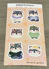 NEW PaperKumaCo “Kiki Dress Up” Sticker Sheet Paper Kuma Co PKC Stickers