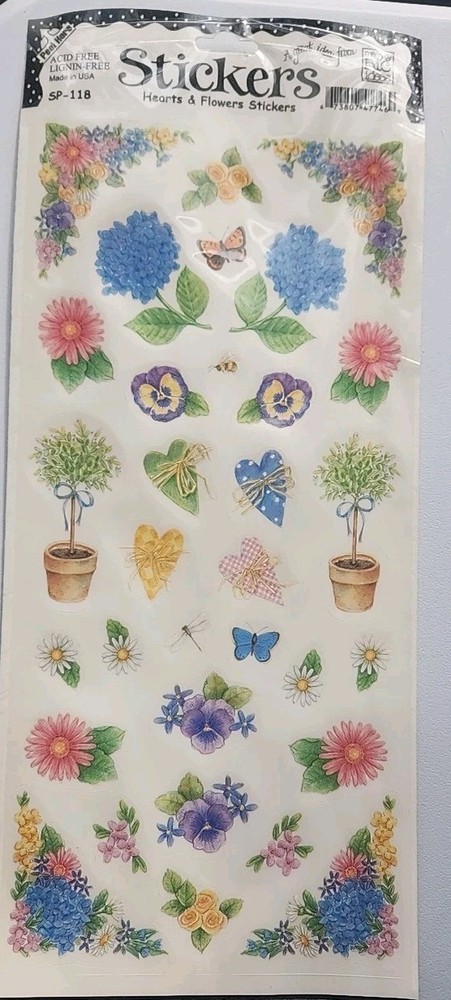 Vintage 12″x5.5″Me & My Big Ideas Sticker Sheets Hearts And Flowers