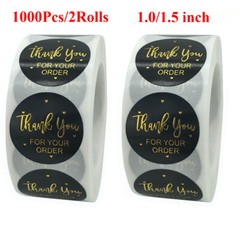 2Rolls/1000Pcs 1.0/1.5 inch Thank You Stickers Hand Made Small Business Labels