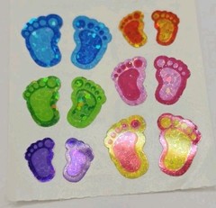 Vint Sandylion Prismatic/Neon Stickers–Footprints/Skates–9 Square Sheets